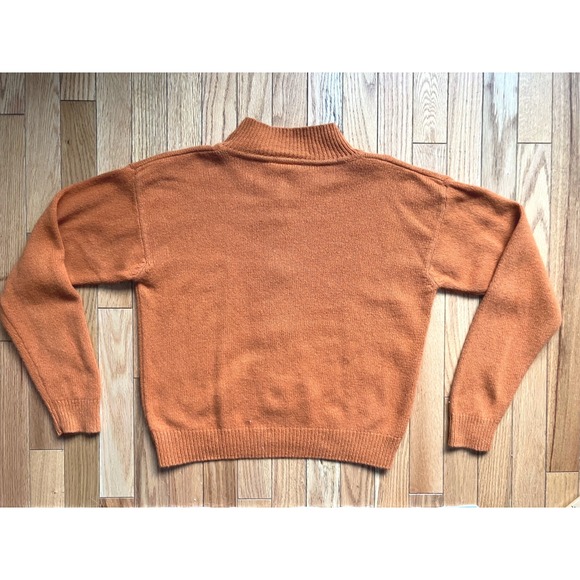 Vintage Silk Angora Blend Mock Neck Sweater Orange Floral Rosettes Size M - Picture 5 of 6